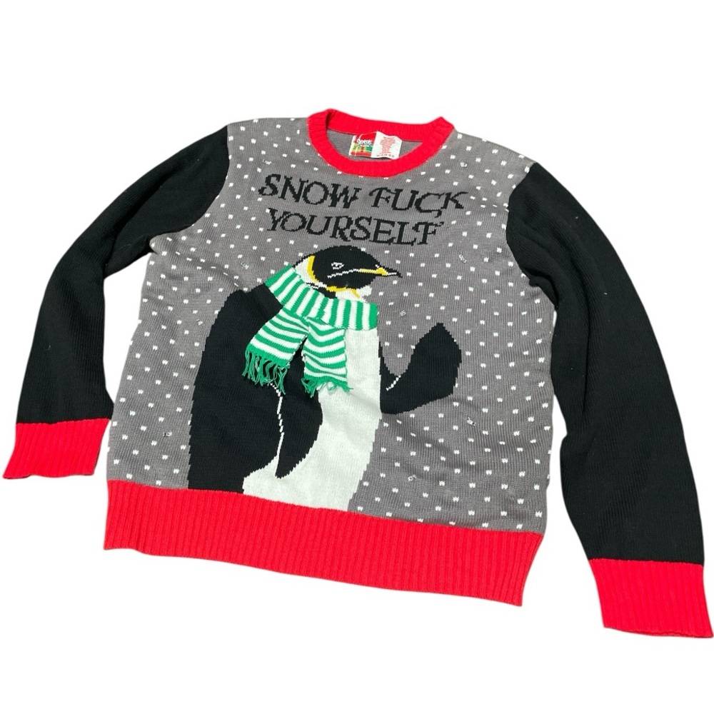Spencer's Black and Red Penguin Crewneck Sweater